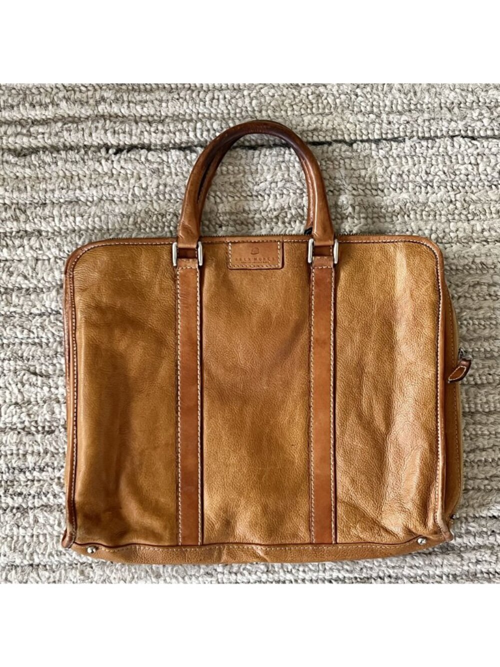 Vintage Artisan Leather Briefcase Unisex Full Grain Patina Bag Filson Academia - Picture 2 of 16
